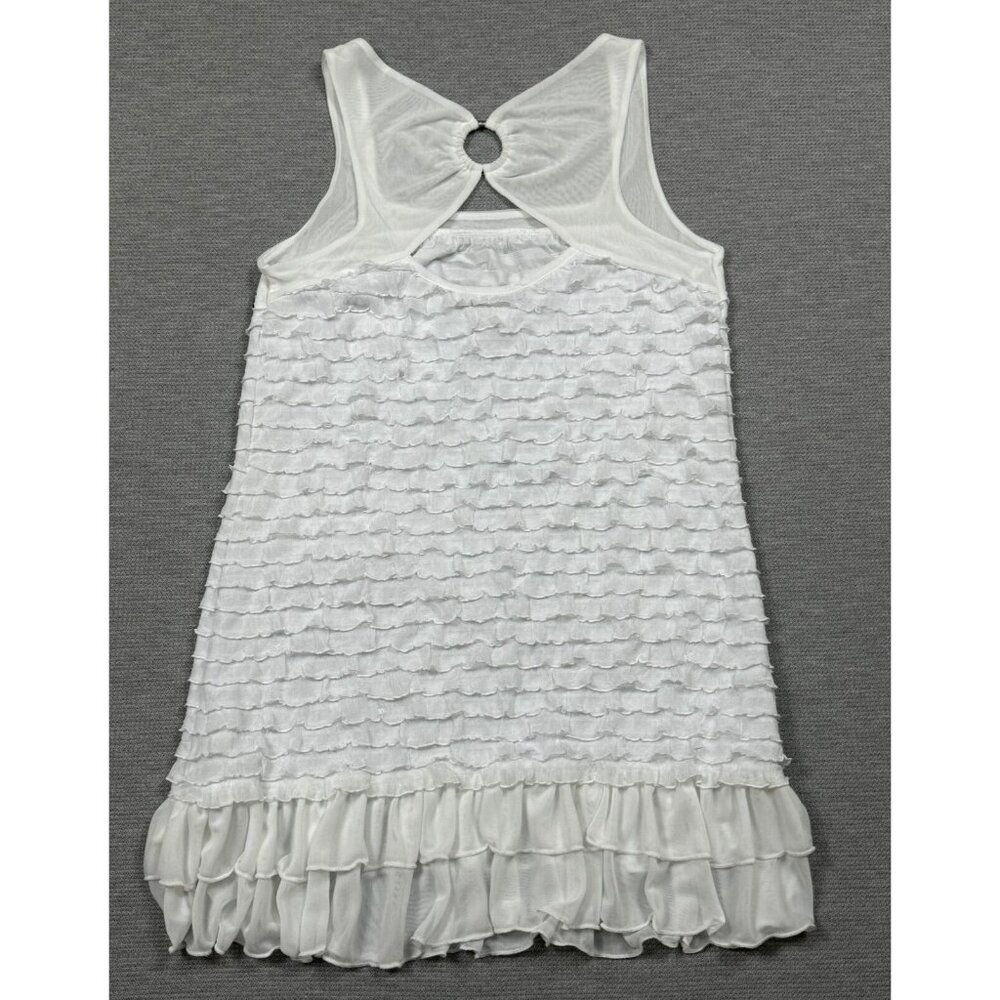Volume One Sleeveless Mini Dress Womens XL White Ruffled Square Neck Keyhole NWT - Picture 6 of 14